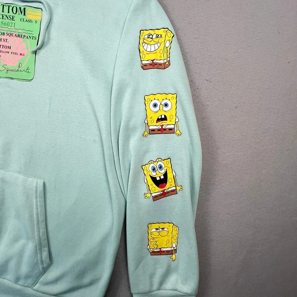 Nickelodeon Spongebob Hoodie Mens 2XL Green Driver License Graphic Pullover Y2K